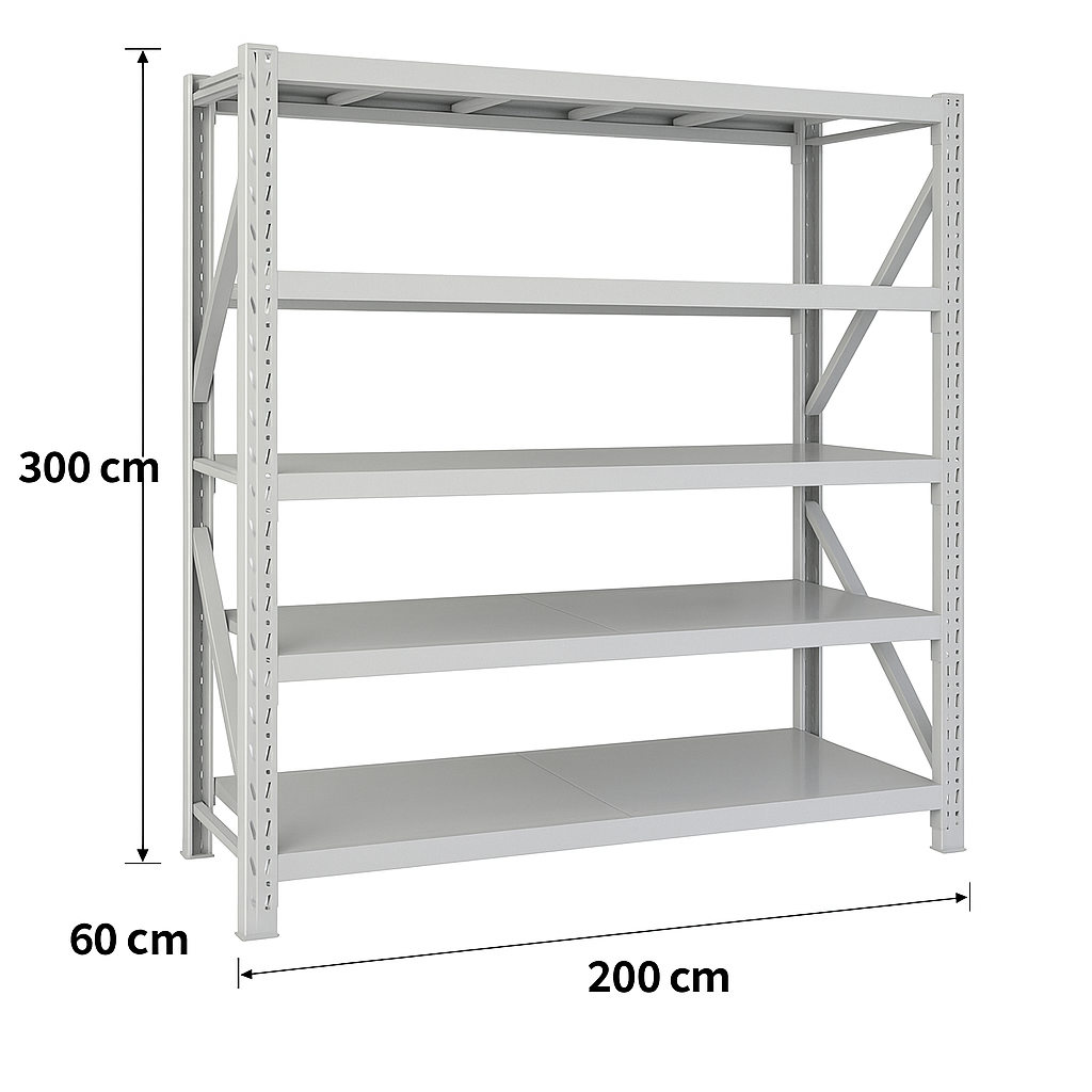 מדפים מודולריים למחסן כוננית מתכת מודולרית 300/60/200 עומס מדף 200 ק"ג