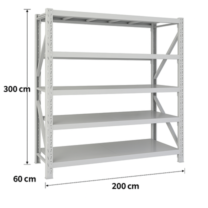 מדפים מודולריים למחסן כוננית מתכת מודולרית 300/60/200 עומס מדף 200 ק"ג