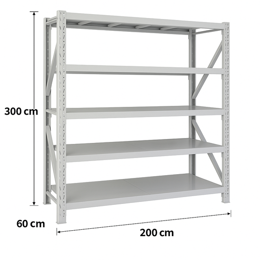 מדפים מודולריים למחסן כוננית מתכת מודולרית 300/60/200 עומס מדף 200 ק"ג